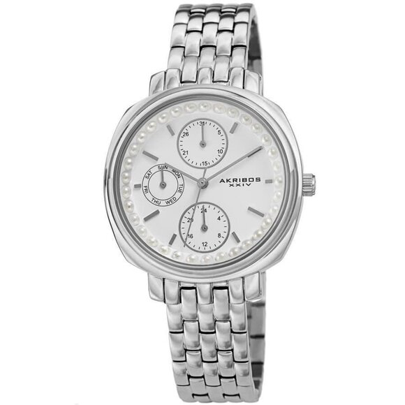 NWT Akribos Xxiv Fashion Ladies Quartz Composite Metal Authentic Watch - Picture 1 of 4
